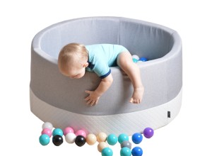 SUCHY BASEN KOŁO 90X40 +PIŁKI ( JASNO SZARY +ECO )